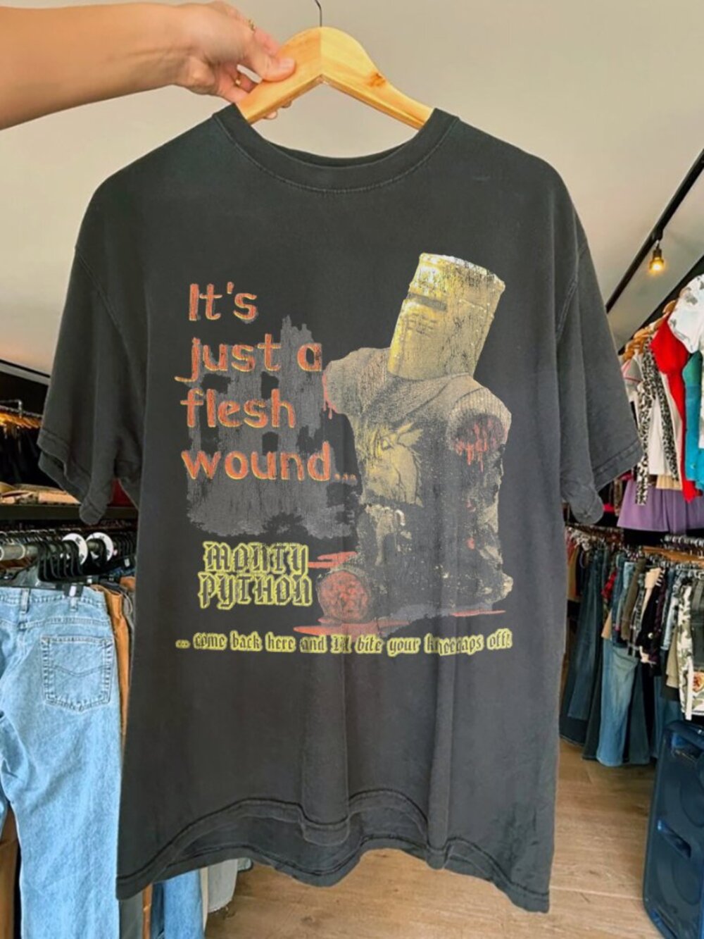 Its Just A Flesh Wound Monty Pythons 2001 Promo Black T-Shirt
